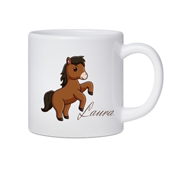 Brun hest kop med navn